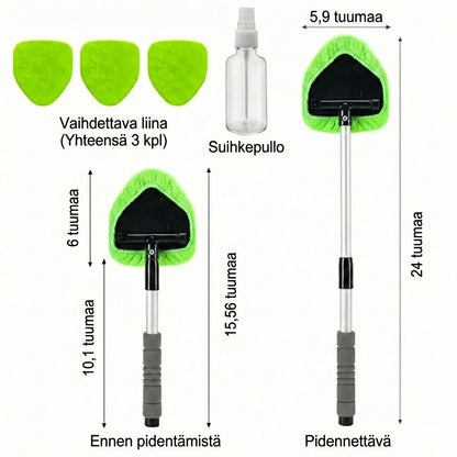 Teleskooppinen ikkunanpesusetti – Säädettävä varsi, pesin ja kuivain
