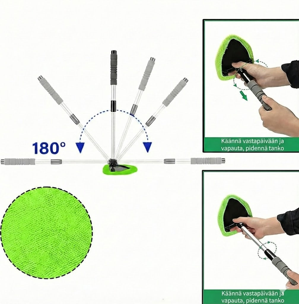Teleskooppinen ikkunanpesusetti – Säädettävä varsi, pesin ja kuivain