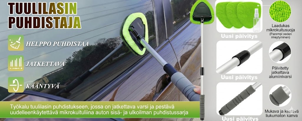 Teleskooppinen ikkunanpesusetti – Säädettävä varsi, pesin ja kuivain